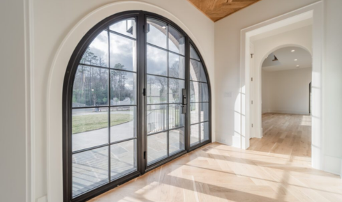 iron doors with glass panels